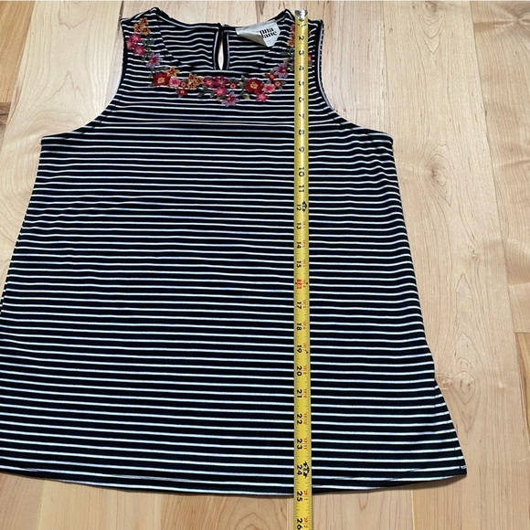 Savannah Jane Striped with Floral Embroidered Tank Top - Picture 8 of 9